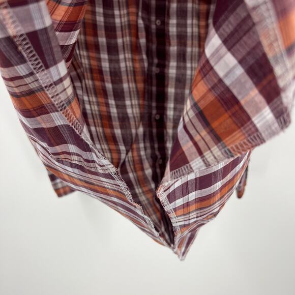 Vintage Wrangler Orange Plaid Button Up Pearl Snap Long Sleeve Western Men XXL - Picture 9 of 11